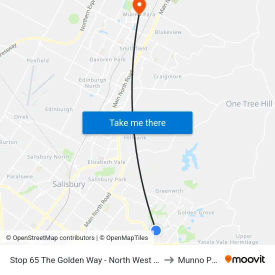 Stop 65 The Golden Way - North West side to Munno Para map