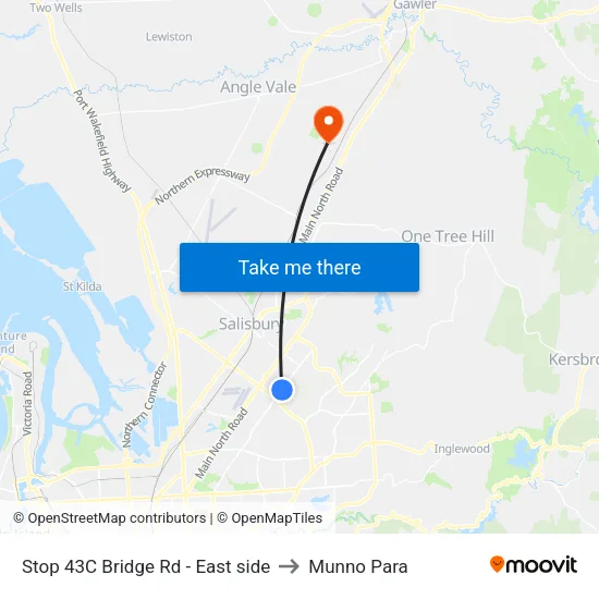 Stop 43C Bridge Rd - East side to Munno Para map