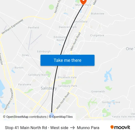 Stop 41 Main North Rd - West side to Munno Para map