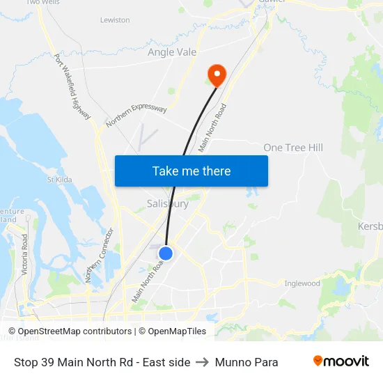 Stop 39 Main North Rd - East side to Munno Para map