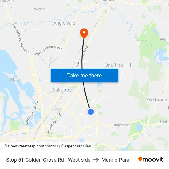 Stop 51 Golden Grove Rd - West side to Munno Para map