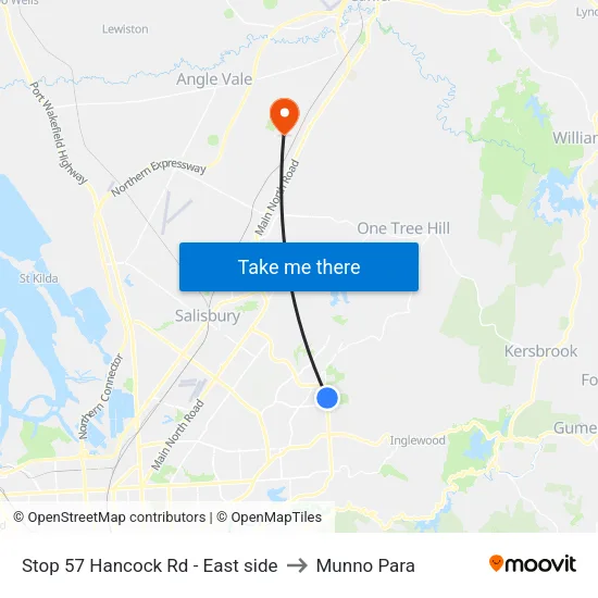 Stop 57 Hancock Rd - East side to Munno Para map