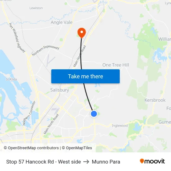 Stop 57 Hancock Rd - West side to Munno Para map