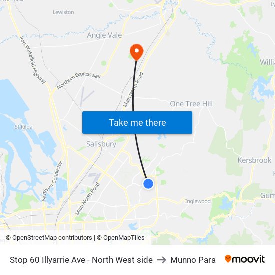 Stop 60 Illyarrie Ave - North West side to Munno Para map