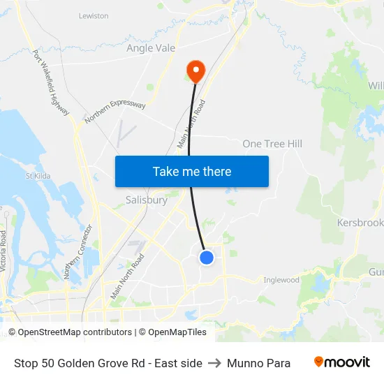 Stop 50 Golden Grove Rd - East side to Munno Para map