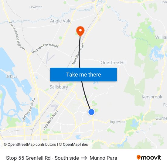 Stop 55 Grenfell Rd - South side to Munno Para map