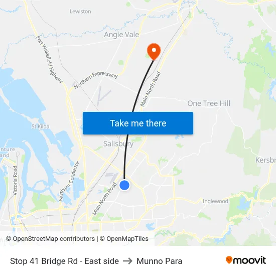 Stop 41 Bridge Rd - East side to Munno Para map