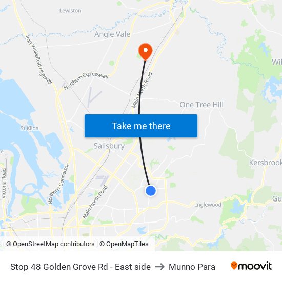 Stop 48 Golden Grove Rd - East side to Munno Para map