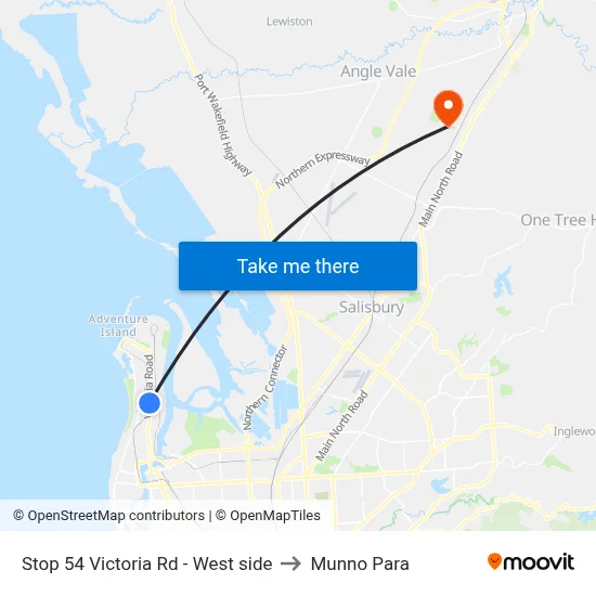 Stop 54 Victoria Rd - West side to Munno Para map