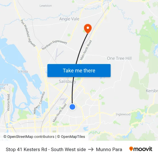 Stop 41 Kesters Rd - South West side to Munno Para map