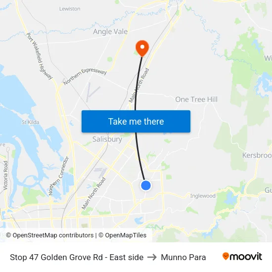 Stop 47 Golden Grove Rd - East side to Munno Para map