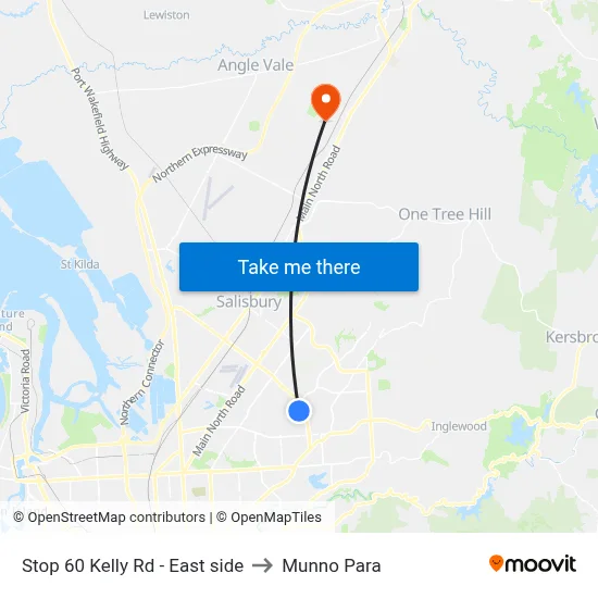 Stop 60 Kelly Rd - East side to Munno Para map