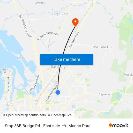 Stop 38B Bridge Rd - East side to Munno Para map