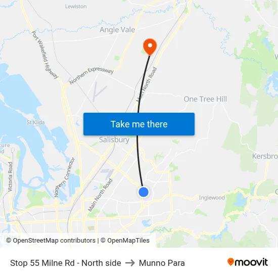 Stop 55 Milne Rd - North side to Munno Para map