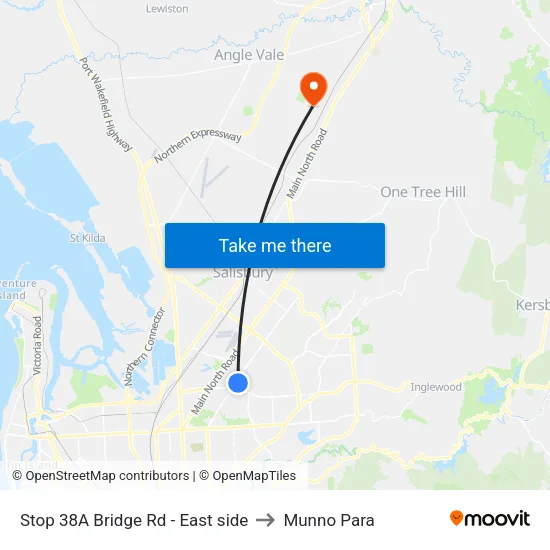Stop 38A Bridge Rd - East side to Munno Para map