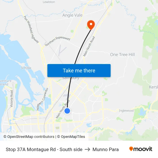 Stop 37A Montague Rd - South side to Munno Para map