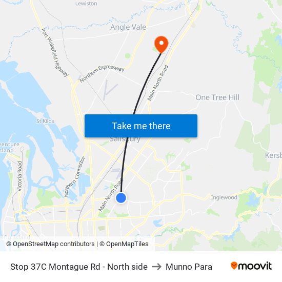 Stop 37C Montague Rd - North side to Munno Para map