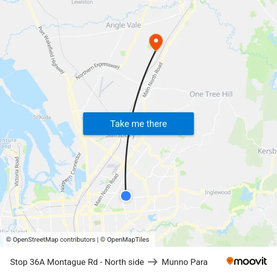 Stop 36A Montague Rd - North side to Munno Para map