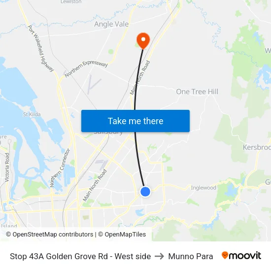 Stop 43A Golden Grove Rd - West side to Munno Para map