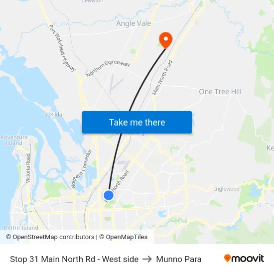 Stop 31 Main North Rd - West side to Munno Para map