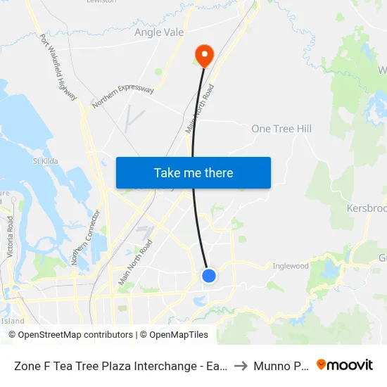 Zone F Tea Tree Plaza Interchange - East side to Munno Para map