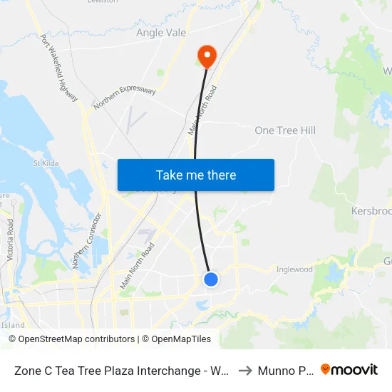 Zone C Tea Tree Plaza Interchange - West side to Munno Para map
