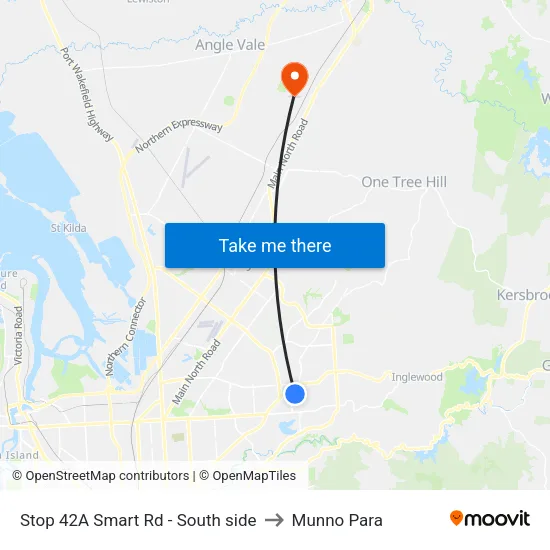 Stop 42A Smart Rd - South side to Munno Para map