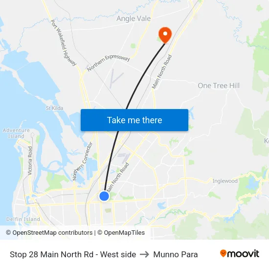 Stop 28 Main North Rd - West side to Munno Para map