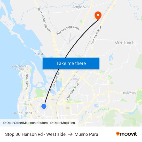 Stop 30 Hanson Rd - West side to Munno Para map