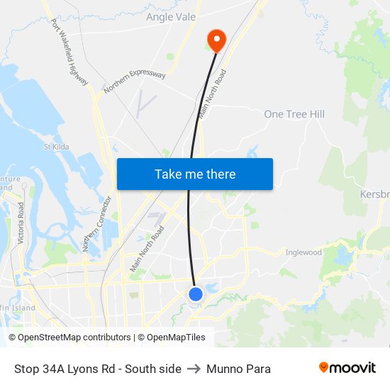 Stop 34A Lyons Rd - South side to Munno Para map