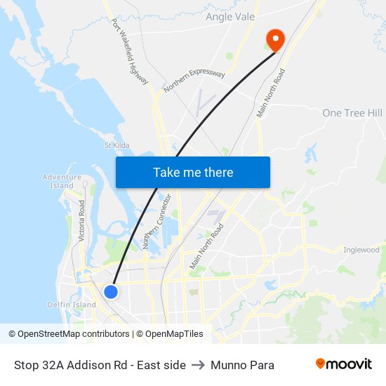 Stop 32A Addison Rd - East side to Munno Para map