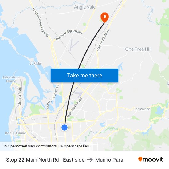 Stop 22 Main North Rd - East side to Munno Para map