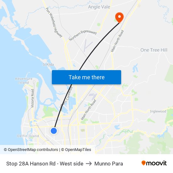 Stop 28A Hanson Rd - West side to Munno Para map