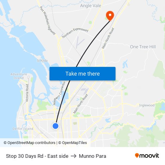 Stop 30 Days Rd - East side to Munno Para map