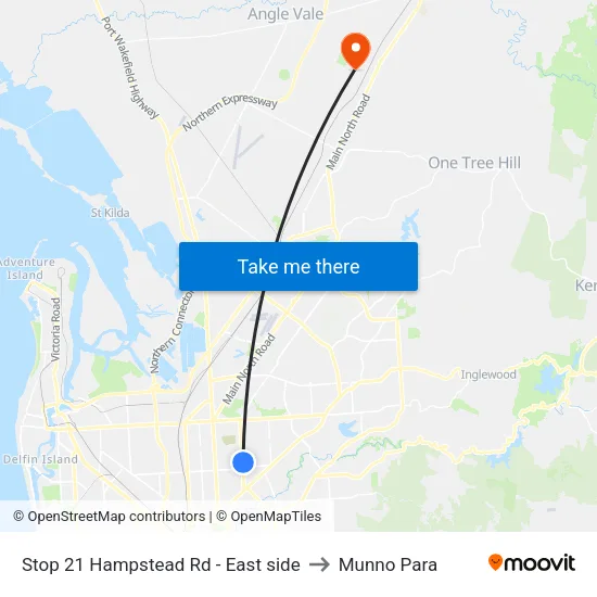Stop 21 Hampstead Rd - East side to Munno Para map