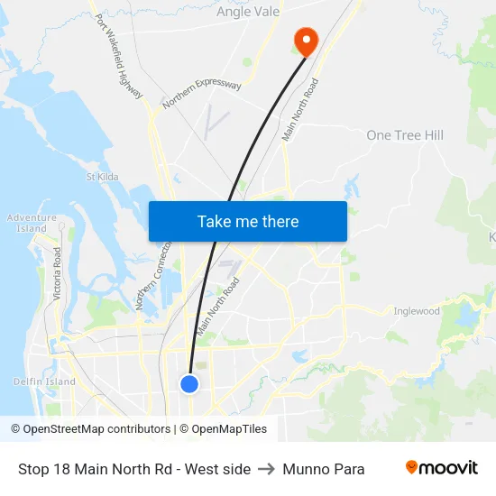Stop 18 Main North Rd - West side to Munno Para map