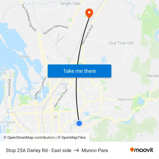 Stop 25A Darley Rd - East side to Munno Para map