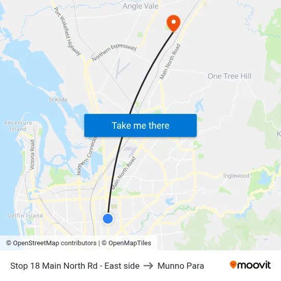 Stop 18 Main North Rd - East side to Munno Para map
