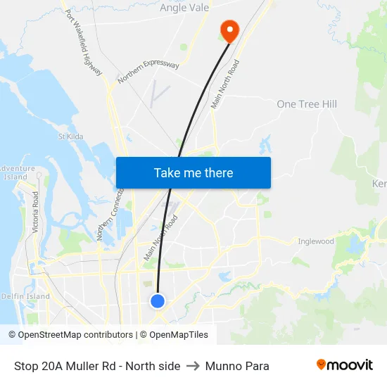 Stop 20A Muller Rd - North side to Munno Para map