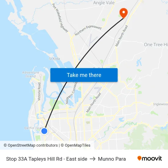 Stop 33A Tapleys Hill Rd - East side to Munno Para map