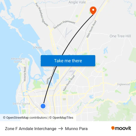 Zone F Arndale Interchange to Munno Para map