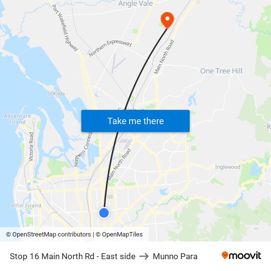 Stop 16 Main North Rd - East side to Munno Para map