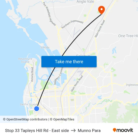 Stop 33 Tapleys Hill Rd - East side to Munno Para map