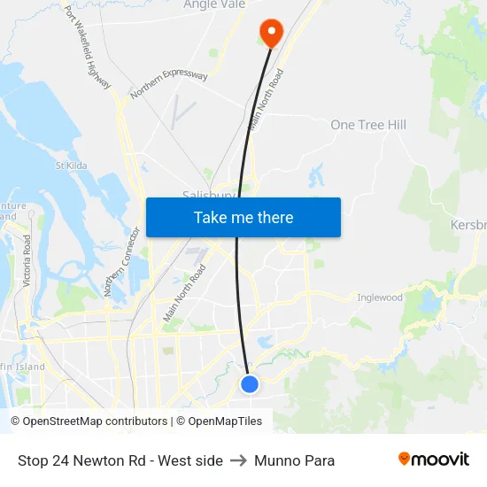 Stop 24 Newton Rd - West side to Munno Para map