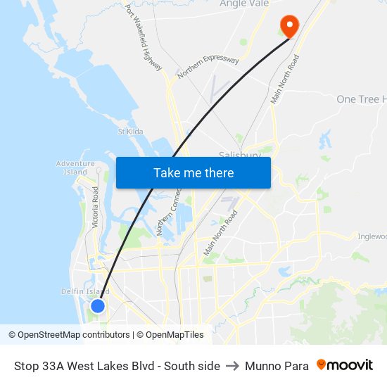 Stop 33A West Lakes Blvd - South side to Munno Para map