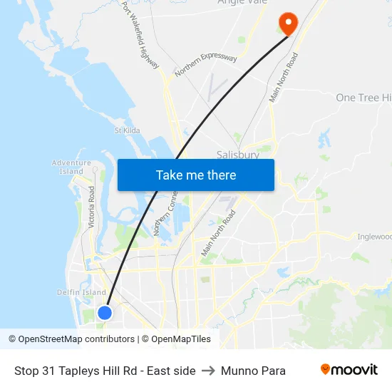 Stop 31 Tapleys Hill Rd - East side to Munno Para map