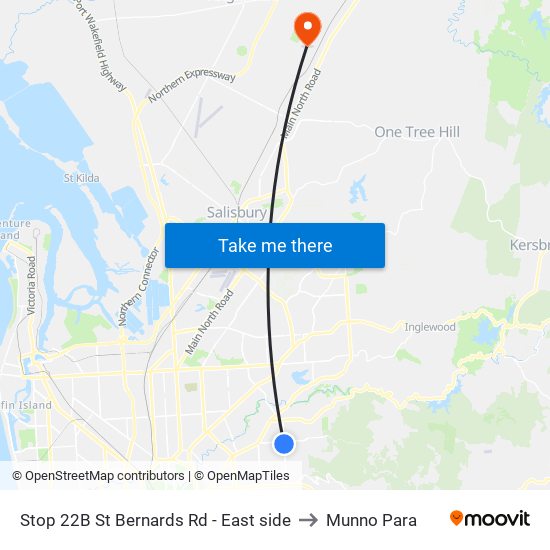 Stop 22B St Bernards Rd - East side to Munno Para map