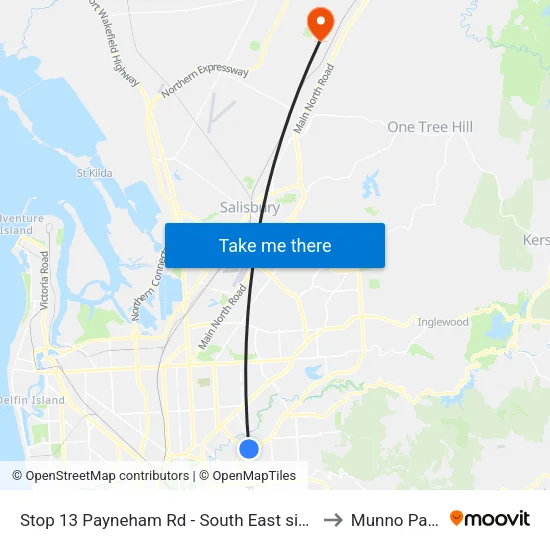 Stop 13 Payneham Rd - South East side to Munno Para map