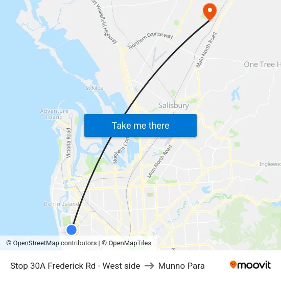 Stop 30A Frederick Rd - West side to Munno Para map