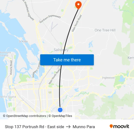 Stop 137 Portrush Rd - East side to Munno Para map
